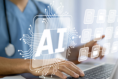 AI-health graphic depicting uses of AI