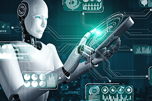 graphic images of a robot using AI technology