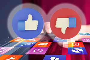 image depicting positive and negative reactions on social media