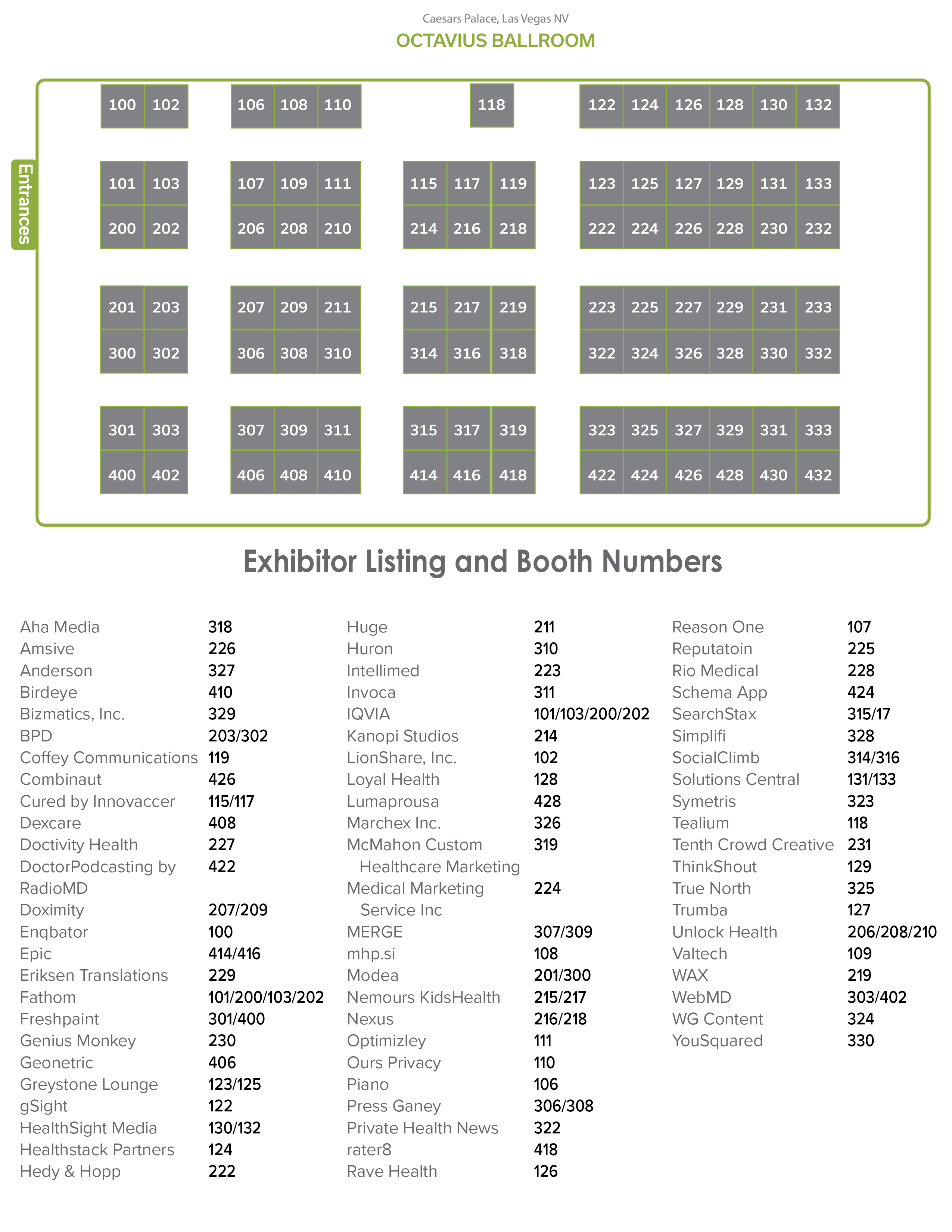 Exhibit Hall Map and Booth Numbers